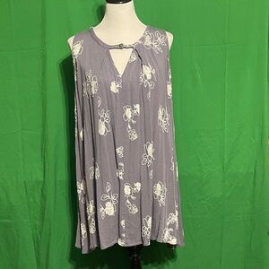 Umgee Sleeveless Floral Swing dress  - grey size XL